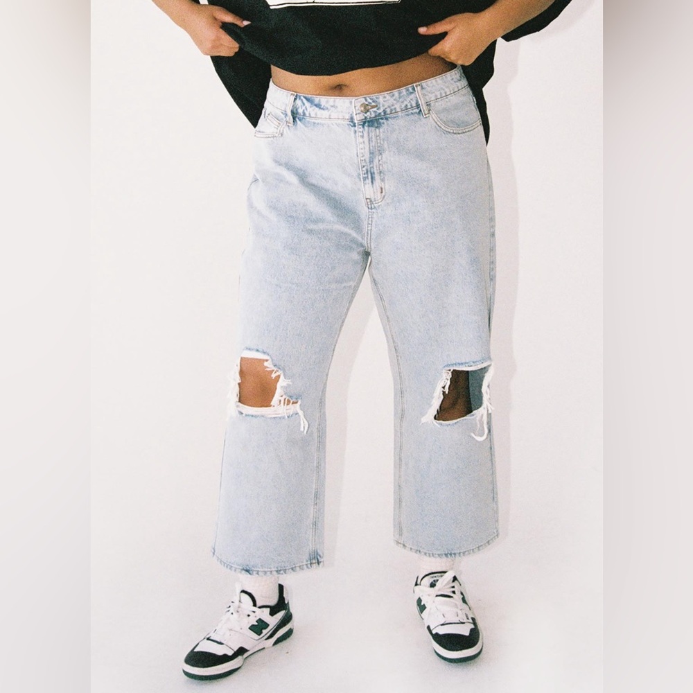 Princess Polly | Light Blue Distressed Mid Rise Mom Jeans